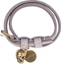 Load image into Gallery viewer, Skull logo plate leather bracelet

