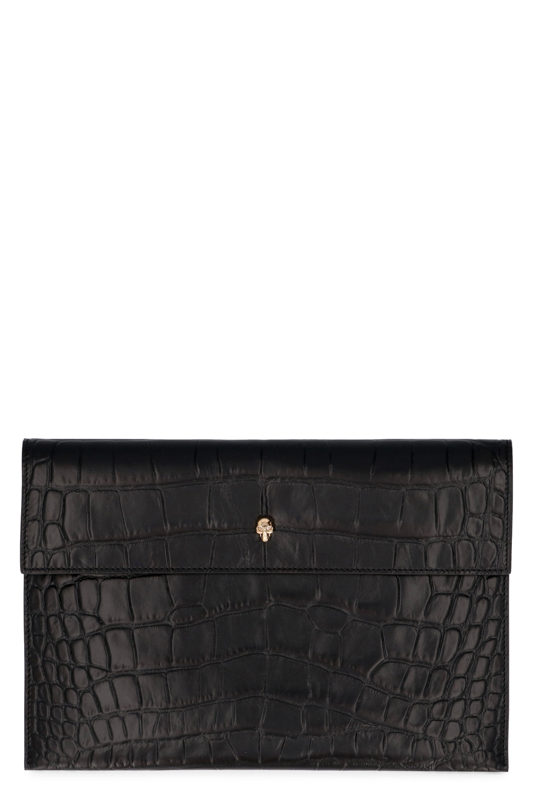 Croco-print leather flat pouch