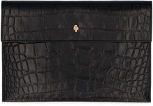 Load image into Gallery viewer, Croco-print leather flat pouch
