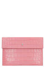 Load image into Gallery viewer, Skull croco-print leather flat pouch
