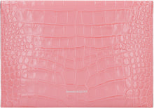 Load image into Gallery viewer, Skull croco-print leather flat pouch
