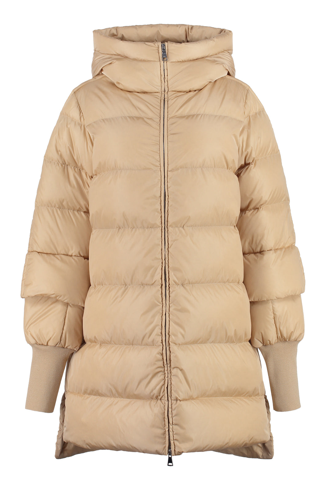 Hooded nylon down jacket
