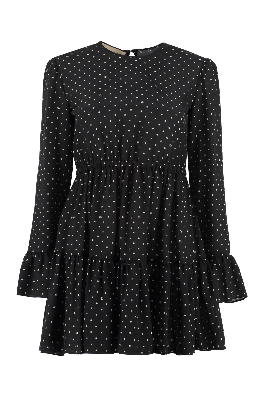 Polka-dot print silk mini dress