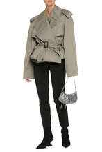 Load image into Gallery viewer, Folded dhort cotton trench coat

