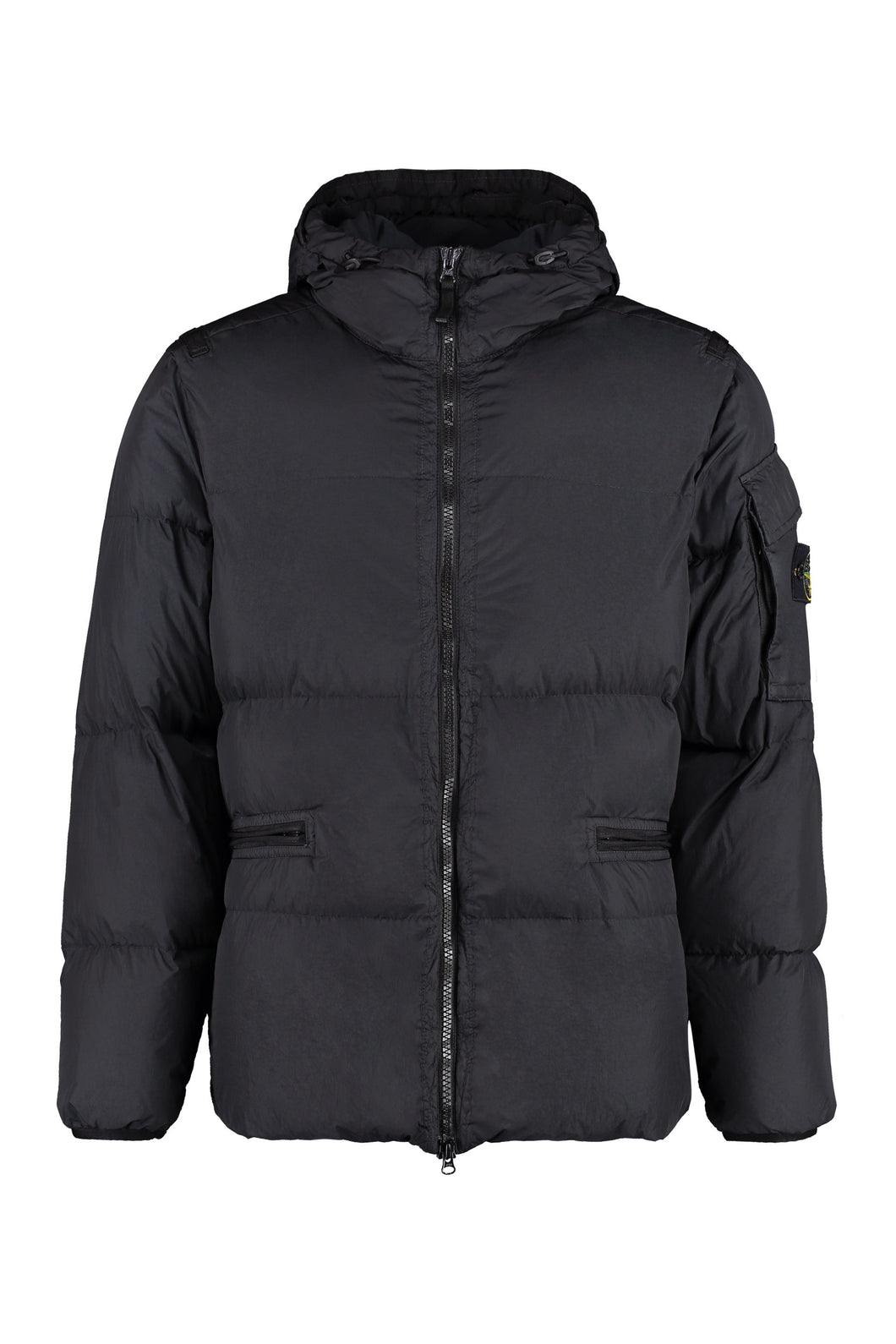 Hooded nylon down jacket