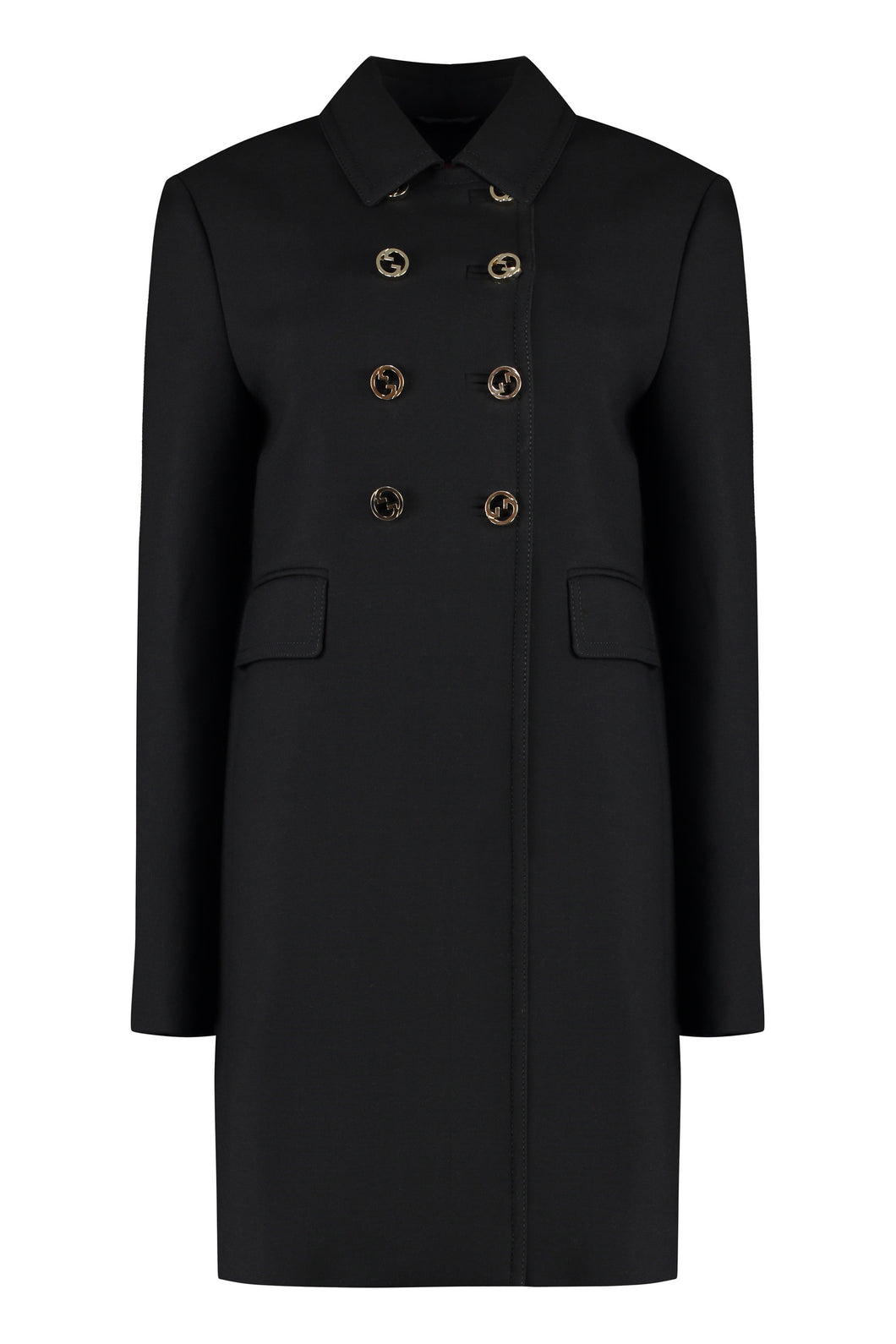 Double-breasted wool coat