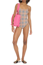Load image into Gallery viewer, Vintage check motif one-piece swimsuit
