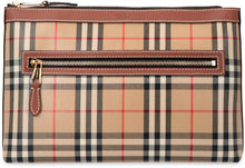 Load image into Gallery viewer, Canvas envelope bag with check motif
