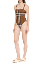 Load image into Gallery viewer, Vintage check motif one-piece swimsuit
