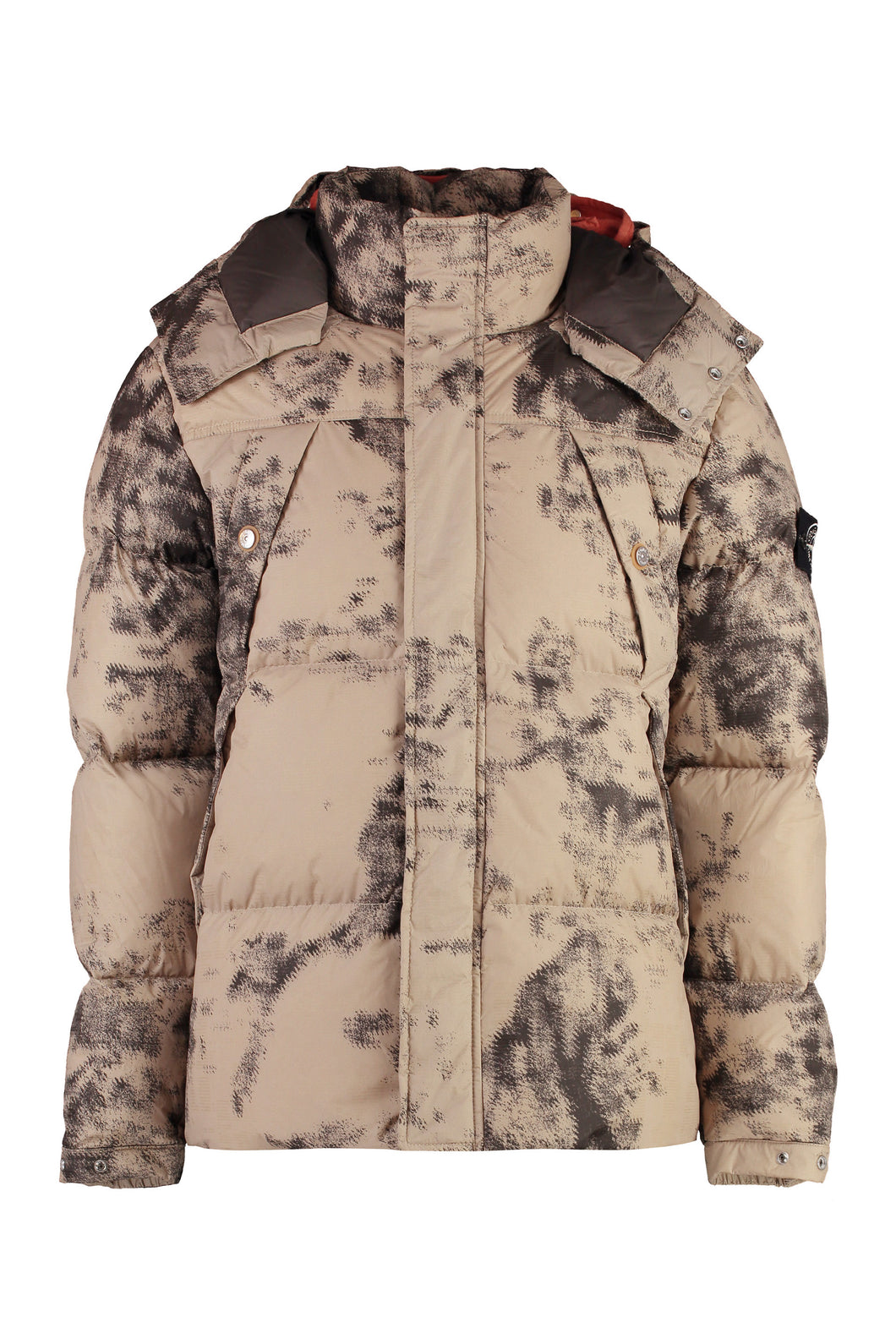 Hooded nylon down jacket