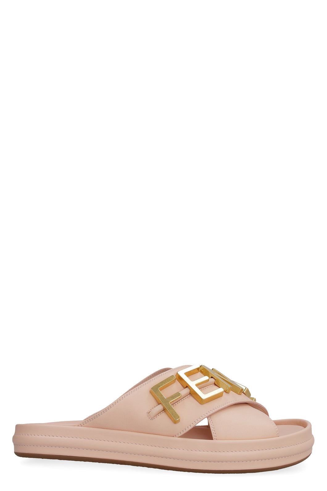 Leather slides with logo