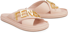 Load image into Gallery viewer, Leather slides with logo
