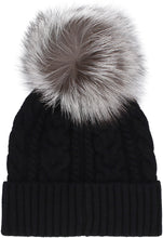 Load image into Gallery viewer, Pom-pon detail cable knit beanie
