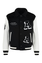 Load image into Gallery viewer, Illusion wool bomber jacket with patch
