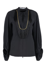 Load image into Gallery viewer, Lace-up collar crêpe blouse
