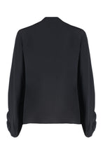 Load image into Gallery viewer, Lace-up collar crêpe blouse
