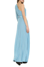 Load image into Gallery viewer, Pleated lurex-knit one-shoulder gown
