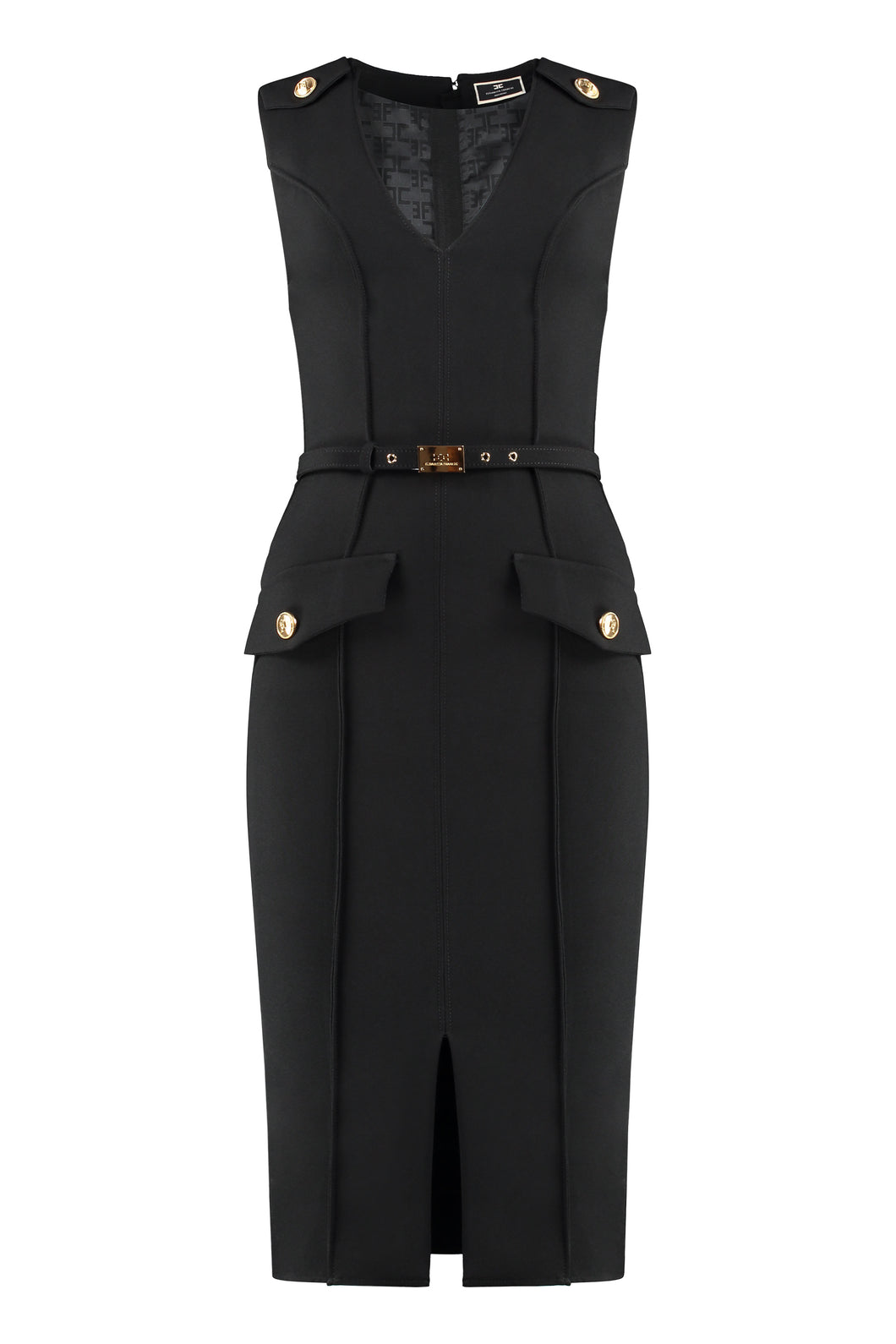 Midi dress with belt