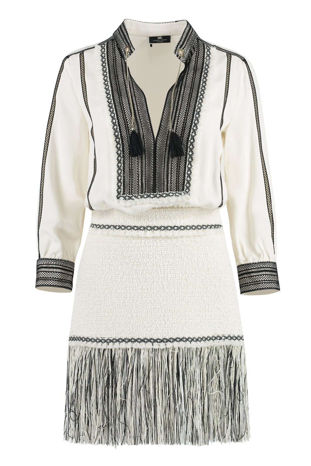 Fringed tweed dress