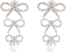 Load image into Gallery viewer, Bow earrings with crystals and pearl
