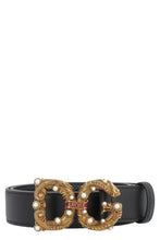 Load image into Gallery viewer, Leather belt with logoed embellished buckle
