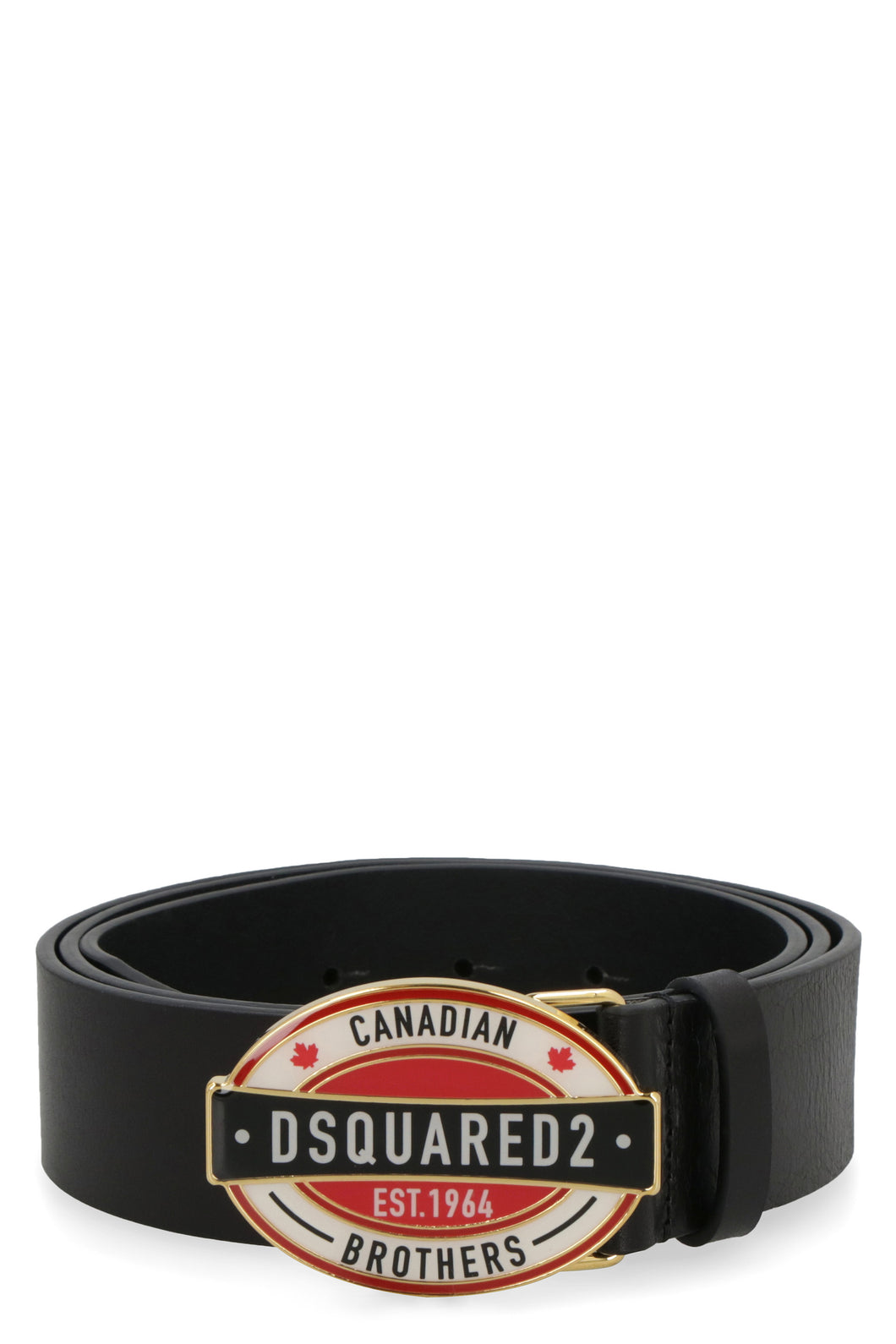 Logo buckle leather belt