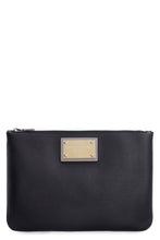 Load image into Gallery viewer, Logo detail flat leather pouch
