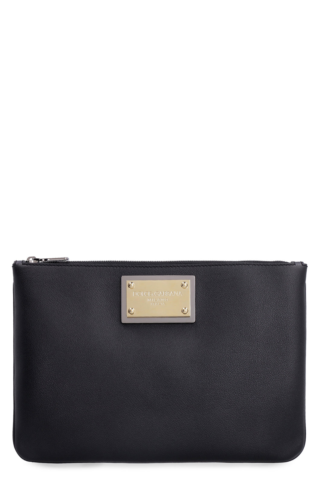 Logo detail flat leather pouch