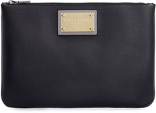 Load image into Gallery viewer, Logo detail flat leather pouch
