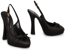 Load image into Gallery viewer, Satin slingback pumps
