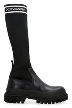 Load image into Gallery viewer, Leather and stretch fabric boots
