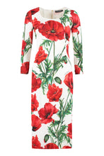 Load image into Gallery viewer, Floral print silk sheath-dress
