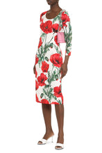 Load image into Gallery viewer, Floral print silk sheath-dress
