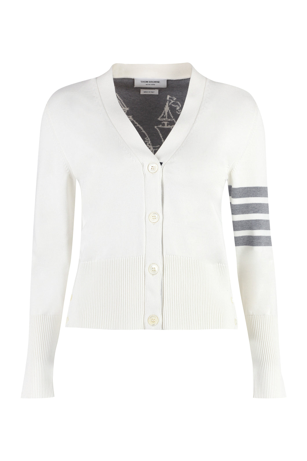 Intarsia detail cotton cardigan
