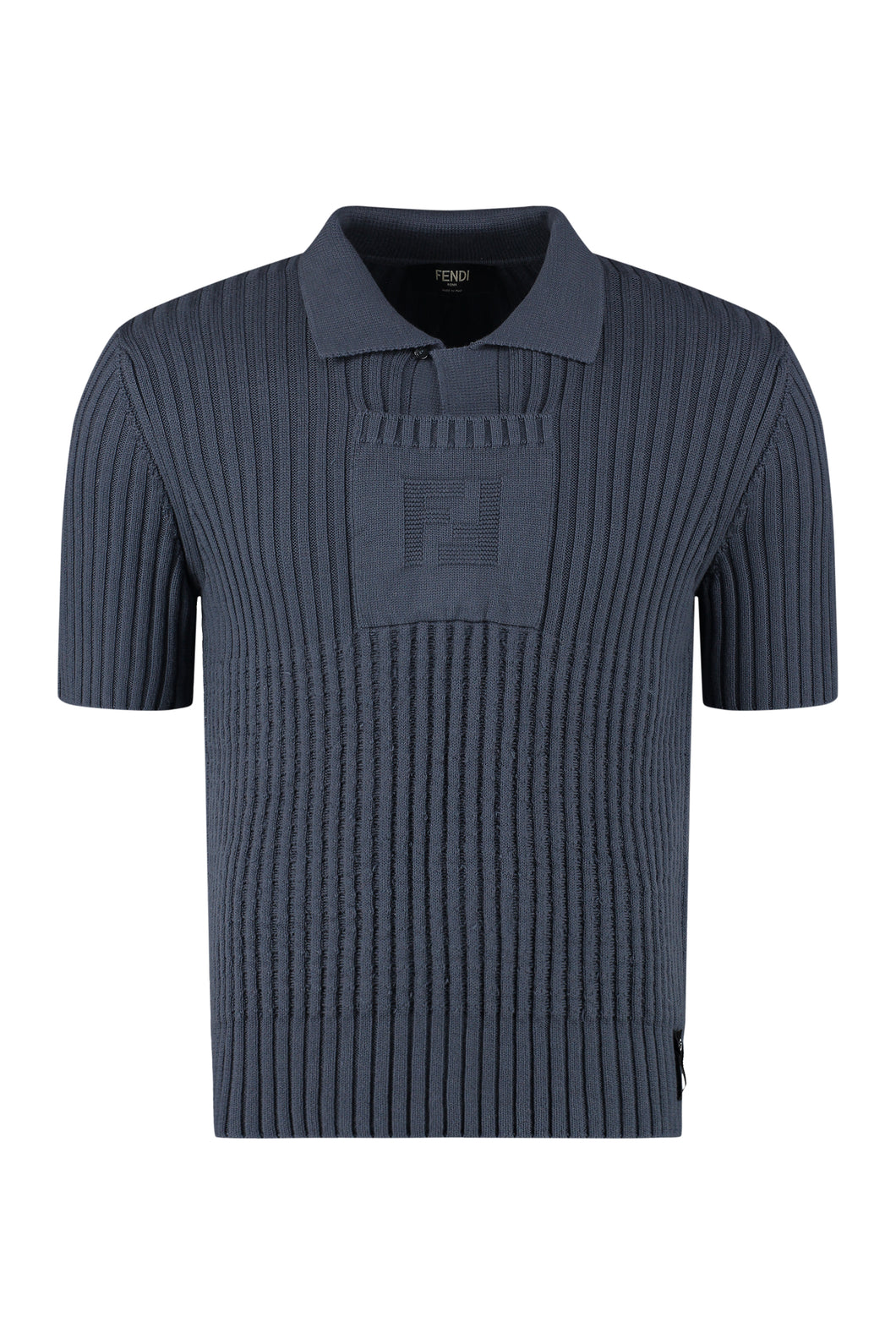 Ribbed knit polo shirt