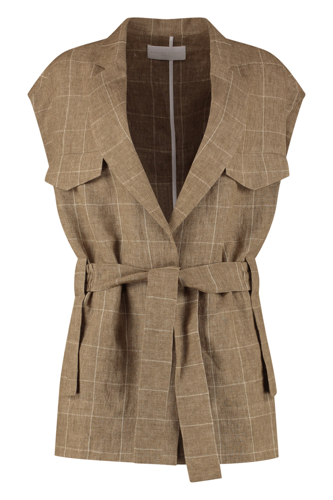 Checked linen vest