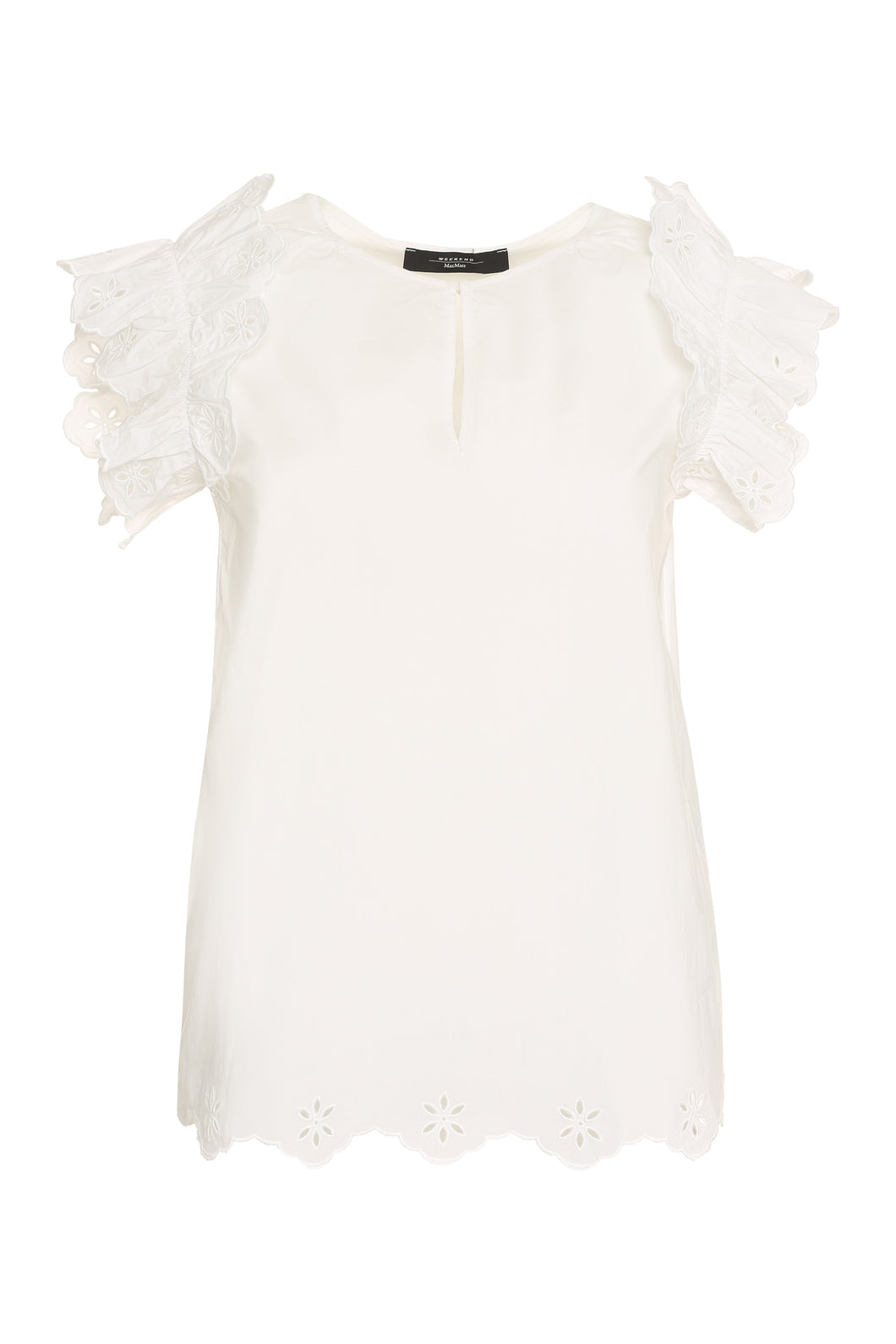 Giulio blouse cotton poplin with embroidered hem