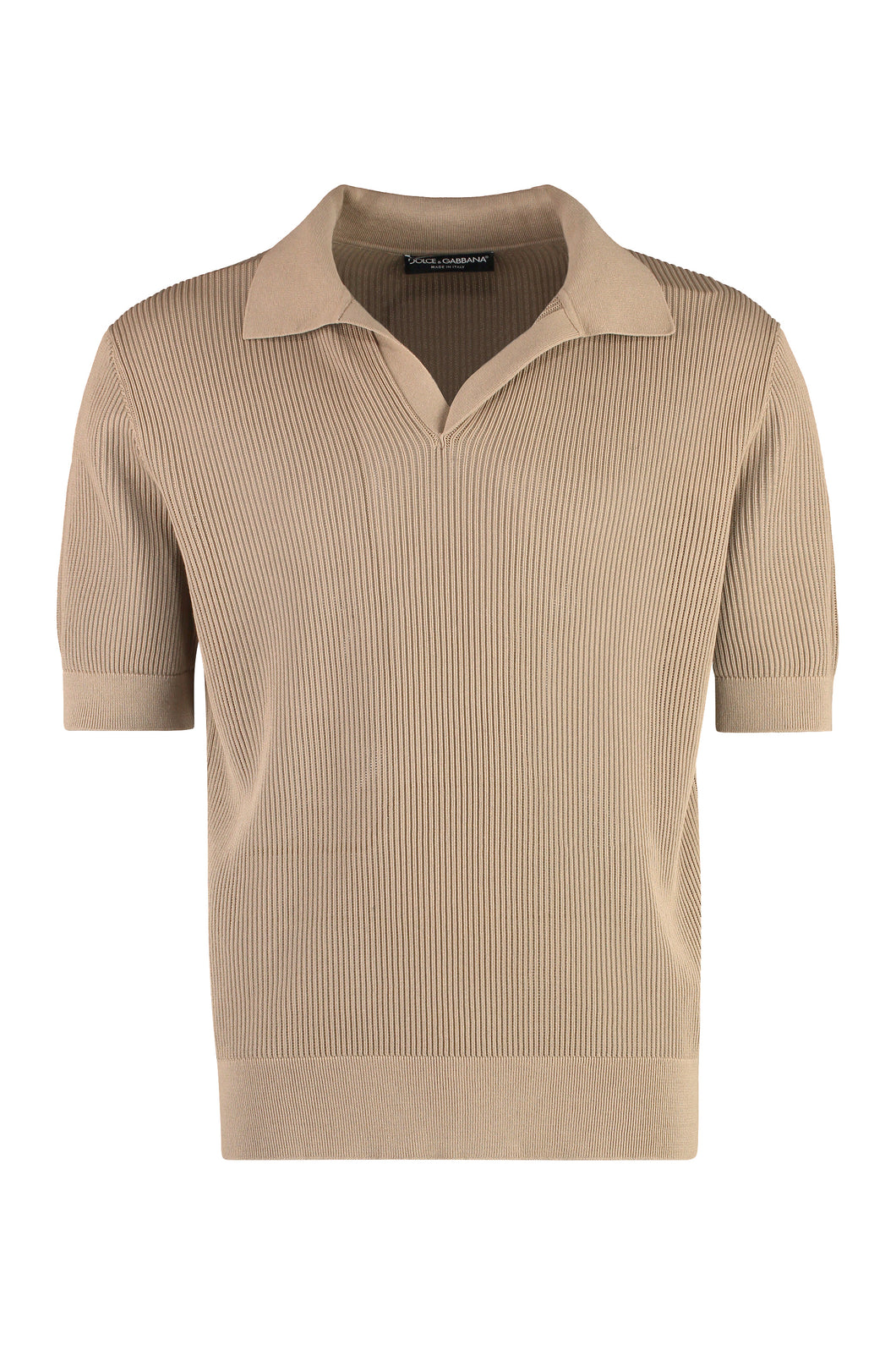 Ribbed knit polo shirt