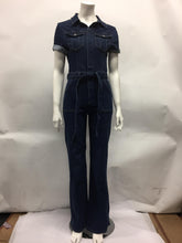 Load image into Gallery viewer, Denim belted jumpsuit
