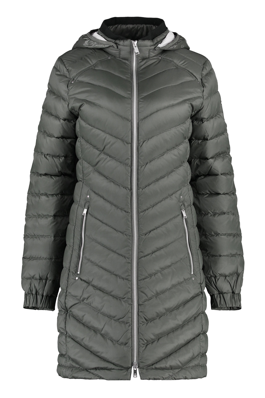 Techno fabric long down jacket