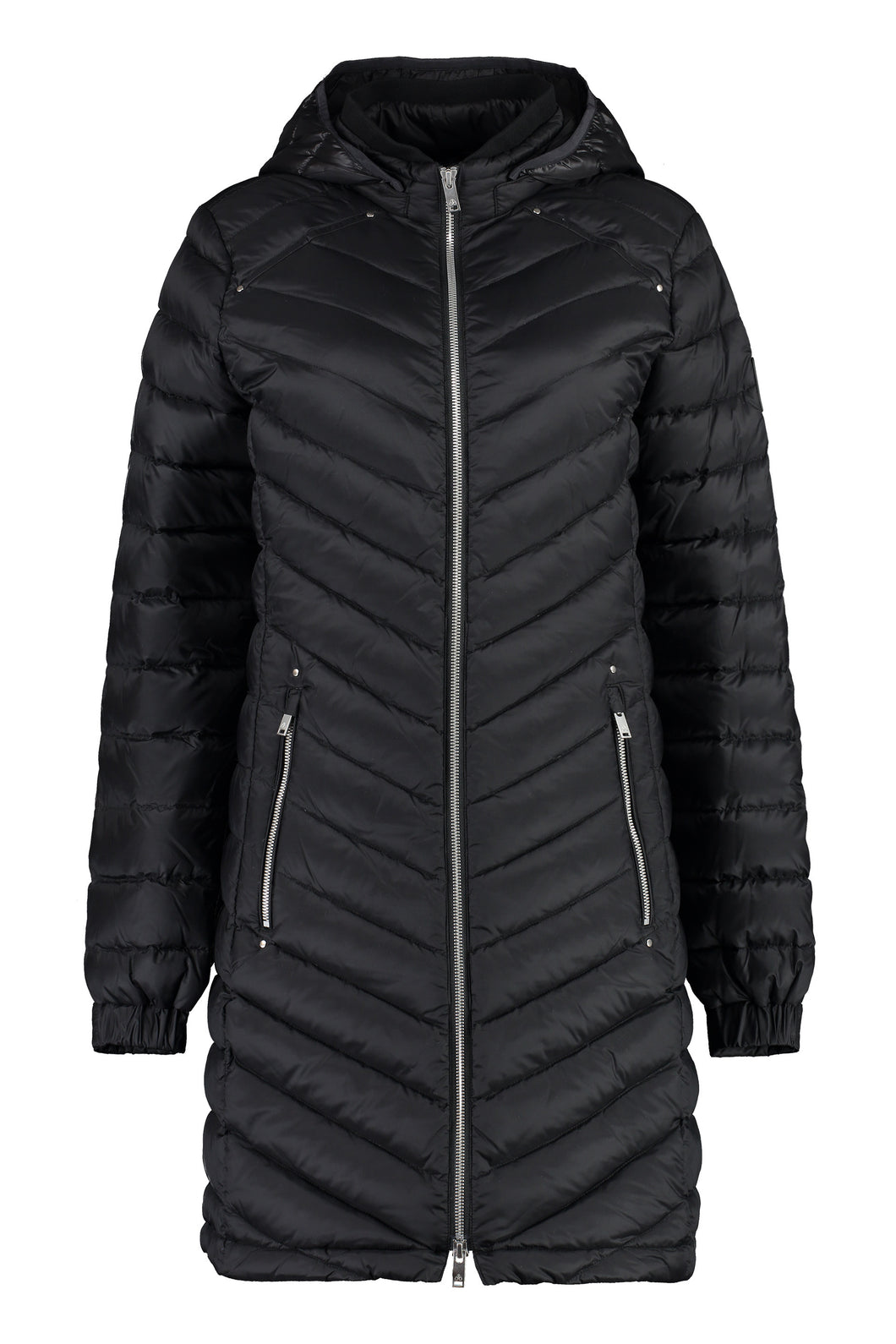 Techno fabric long down jacket
