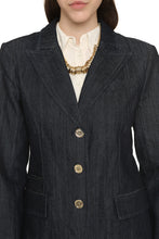 Load image into Gallery viewer, Denim single-breasted blazer
