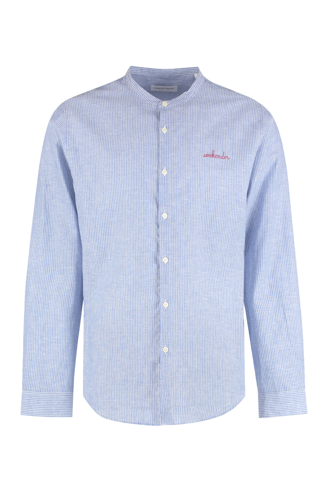 Embroidered striped cotton shirt