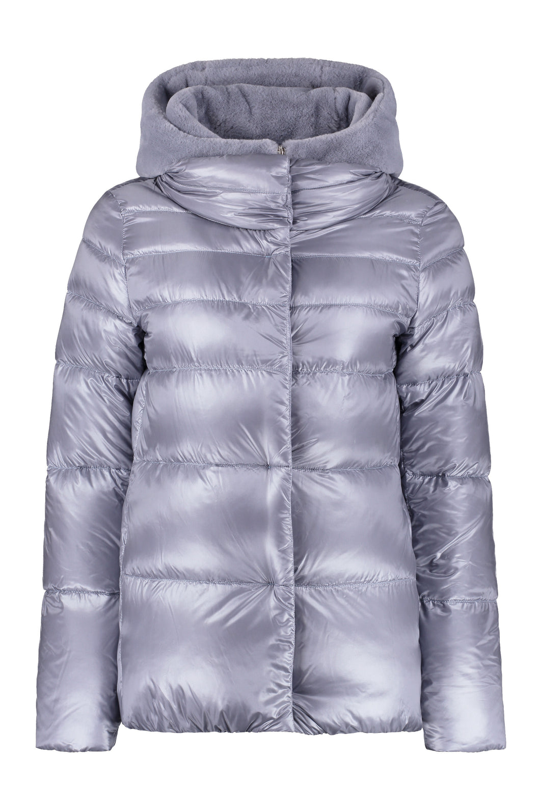 Hooded nylon down jacket