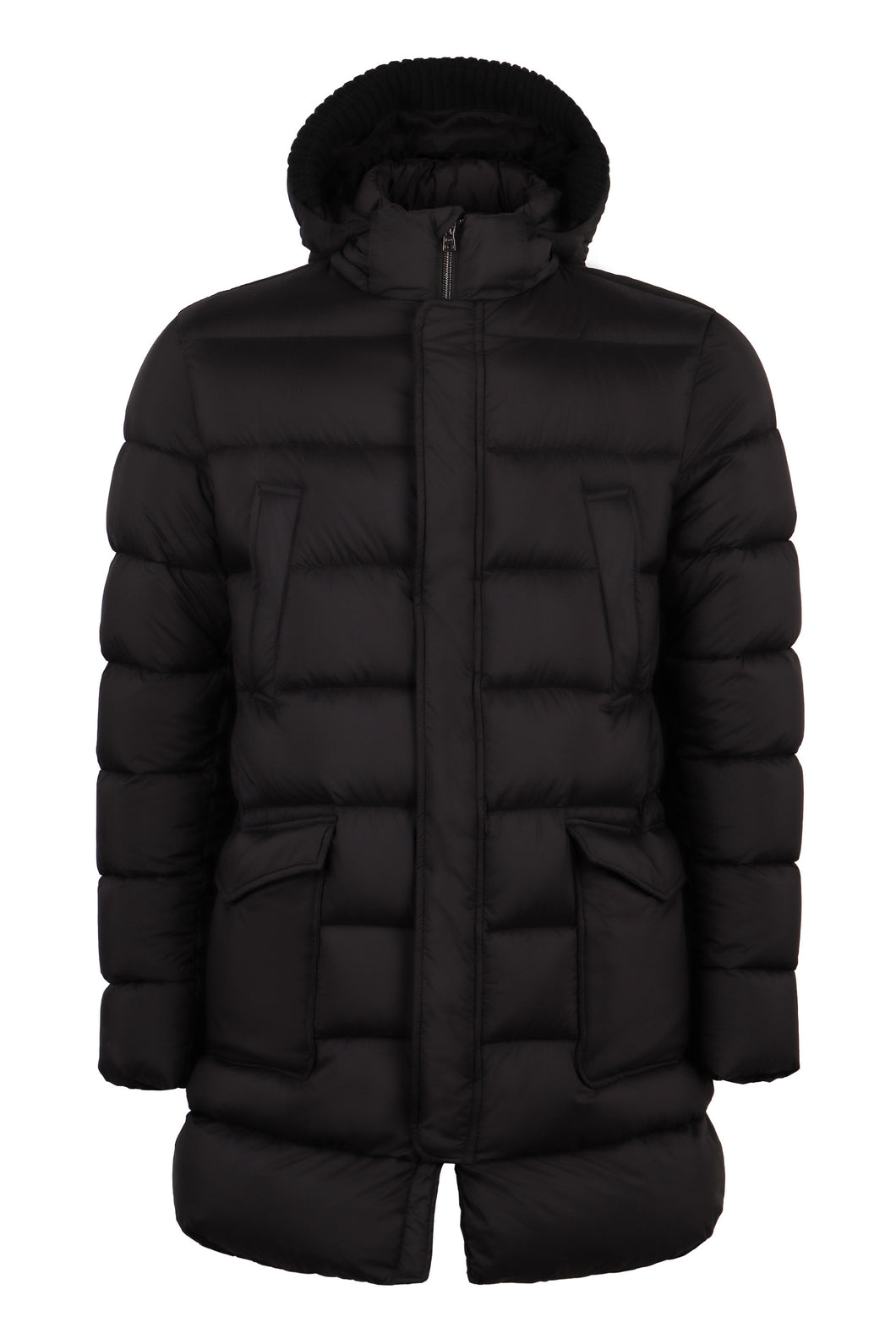 Techno fabric long down jacket