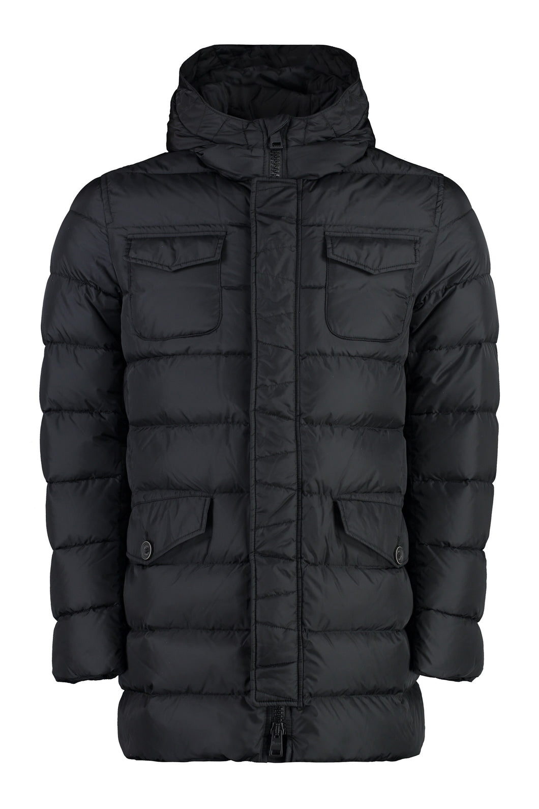 Long hooded down jacket