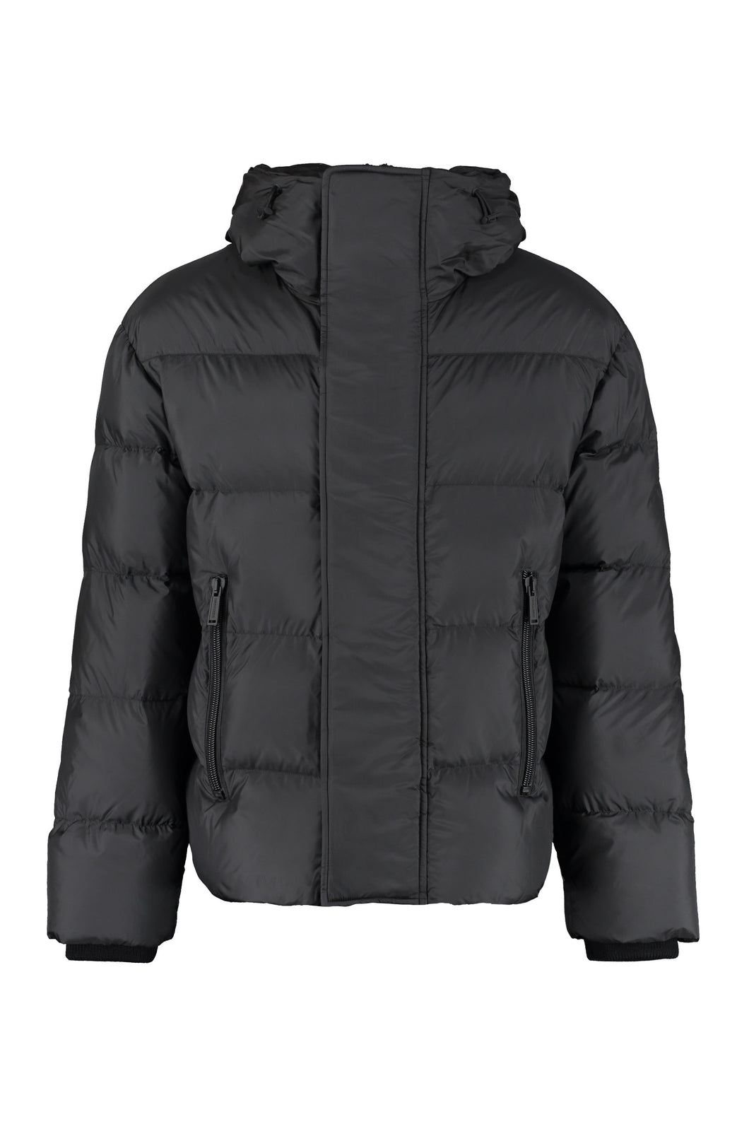 Hooded nylon down jacket