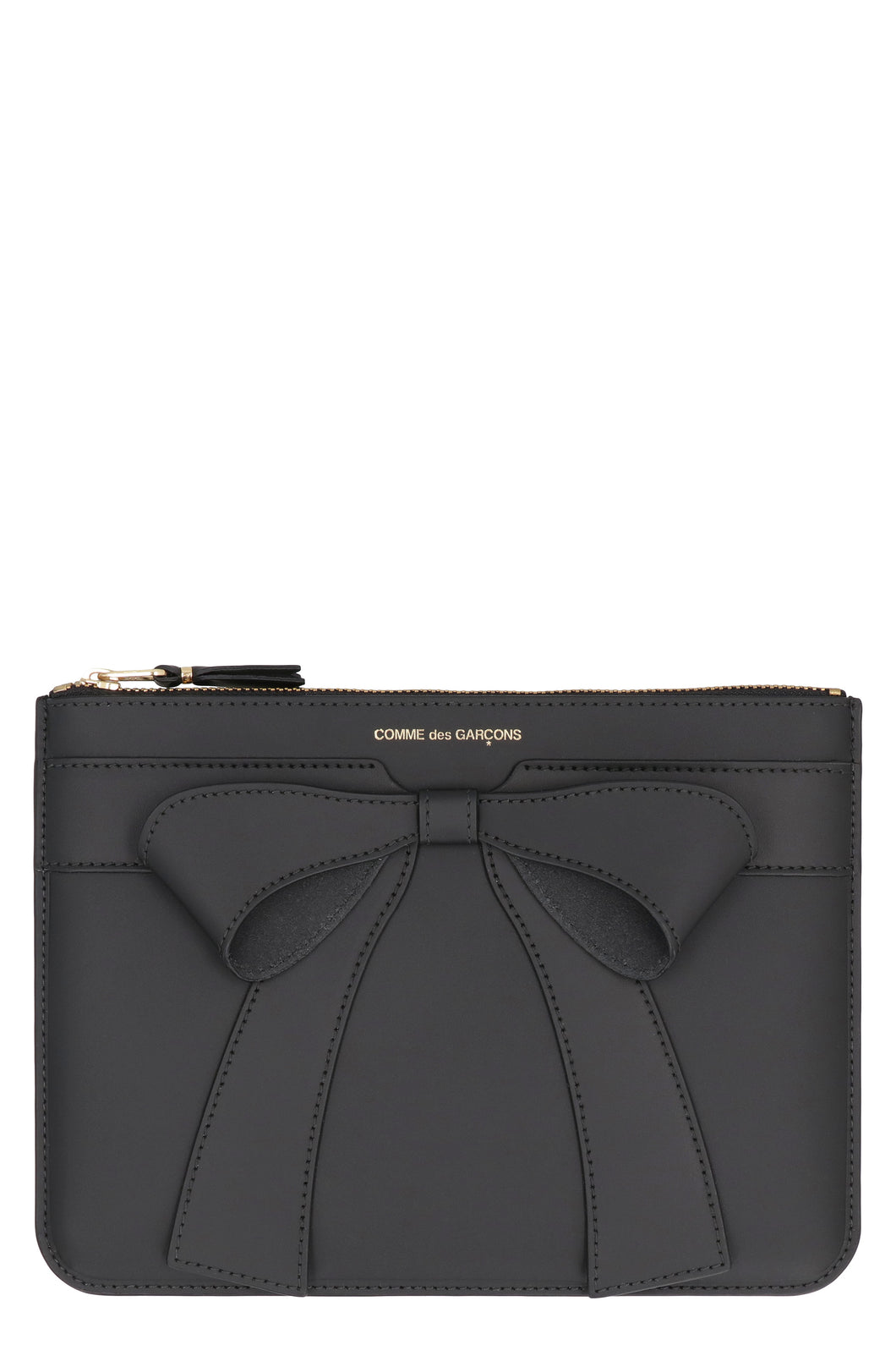 Logo detail flat leather pouch