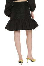 Load image into Gallery viewer, Gathered techno satin mini skirt
