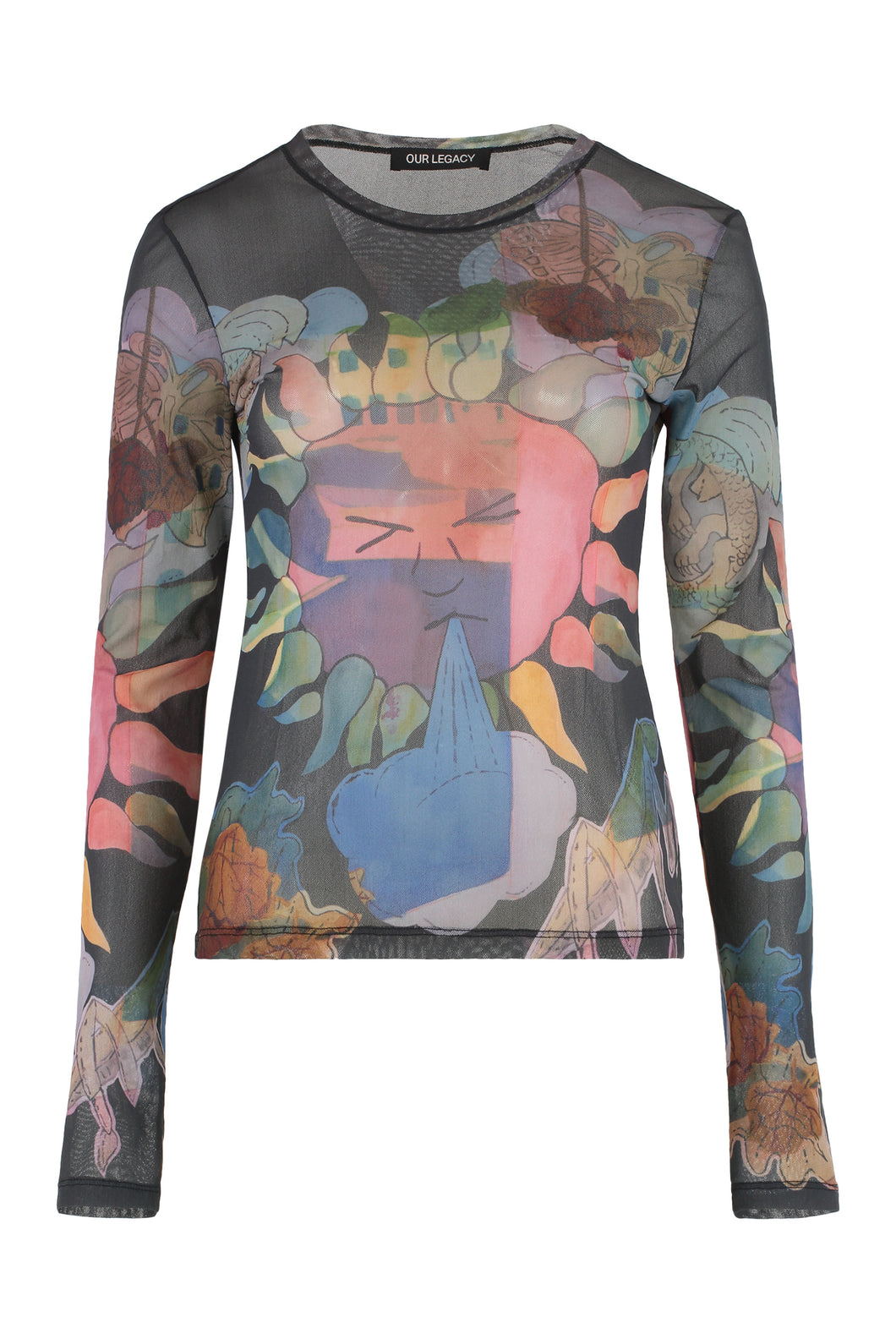 Printed long-sleeve top